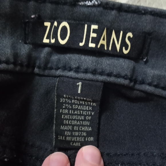 Black/Dark Gray ZCO Jeans Sz 1 - Picture 5 of 6